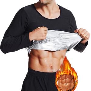 남성용 사우나 셔츠 1개, 긴팔, 땀 흡수 바디 쉐이퍼 탑 티셔츠, 운동 스포츠 운동용 바디 쉐이퍼 셔츠