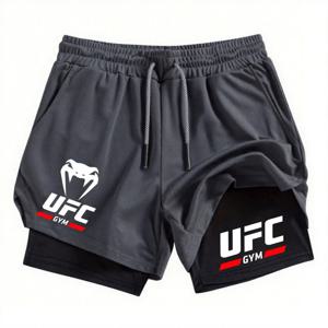 UFC 러닝 반바지 남성 운동복 2 In 1 압축 조깅 짧은 바지 남성 더블 데크 바지 체육관 피트니스 트레이닝 반바지