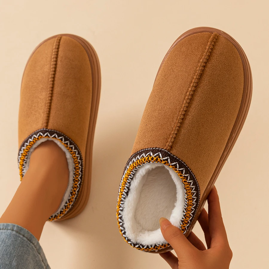 겨울 여성 슬리퍼 부츠 패션 퍼지 모피 안티-슬립 소프트 단독 야외 실내 따뜻한 컴포트 남성 플러시 Houseshoes 커플
