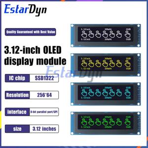 Arduino STM32 Raspberry Pi용 3.12인치 OLED 디스플레이 모듈 SSD1322 256x64, 사전 납땜 핀 헤더가 있는 SPI I2C 인터페이스