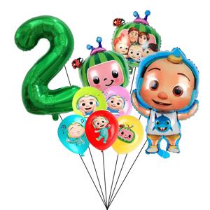 Cocomelons 생일 파티 번호 풍선 세트 0-9 알루미늄 호일 번호 풍선 세트 파티 룸 장식 소년 소녀 사진 소품