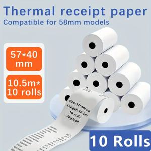 10 롤 57x40mm 금전 등록기 용지 슈퍼마켓 레스토랑 쇼핑 주방 영수증 인쇄용 POS 프린터 용 감열지