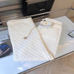 텍스처드 화이트 스트레이트 레그 진 여성용 루즈 와이드 레그 플로어 렝스 팬츠 가을 시즌 캐주얼 하이 웨이스트 데님 원단