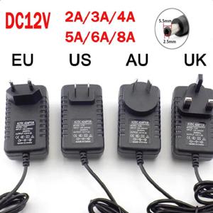 AC 110-240V DC 12V 1A 2A 3A 5A 6A 8A 범용 전원 어댑터 공급기 EU/US/UK/AU 충전기 어댑터 LED 라이트 스트립 CCTV용