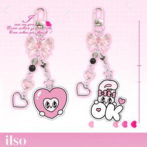 에스더 버니 키 체인 아크릴 애니메이션 주변품 아크릴 리본 키 체인 비즈 스트링 귀엽고 재미있는 백팩 장식