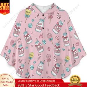 아늑한 플란넬 담요 스웨터, 우유병 사탕 포켓이 있는 대형 후드티는 어린이와 청소년을 위한 제품입니다.