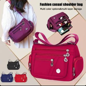 새로운 여성용 나일론 천 핸드백, 옥스포드 천 어깨끈 크로스백, 여행 가방, 다중 수납 공간 레저 가방