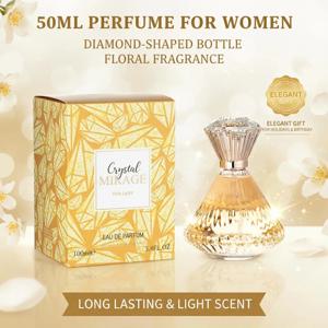 여성용 50ml 향수 다이아몬드 모양의 병 꽃 향기 오래 지속되고 가벼운 향기 휴일 생일을 위한 우아한 선물