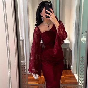 우아한 긴 소매 이브닝 점프수트, 정장 연회복, 와이드 레그 팬츠, 세련된 실루엣, 웨딩 게스트, 갈라 파티용