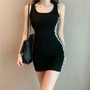 여름 여성 캐주얼 시스 드레스 레이디 스파게티 스트랩 민소매 섹시한 스트레치 슬림 드레스 Vestidos QT030