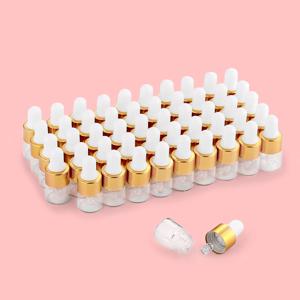 50pcs 1ml 명확한 미니 유리 Dropper 병 에센셜 오일 샘플 여행을위한 유리 눈 Dropper와 작은