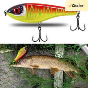 TSUYOKI Musky Jerkbaits 느린 싱킹 슬라이더는 90mm/105mm 시끄러운 소리 크랭크베이트를 미끼로 Westin Lure Jerkbait Pike Walleye 낚시