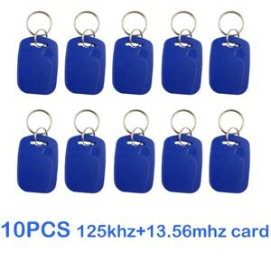 10pcs 2 In 1 듀얼 칩 주파수 RFID Keyfob 125KHz T5577 +13.56MHz UID 재기록 가능 복제 가능 복합 액세스 제어 키 태그