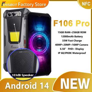 FOSSIBOT F106 PRO MTK G85 4G 안드로이드 14 15GB(8+7GB 확장) 256GB ROM 러기드 스마트폰 12000mAh 배터리 48MP 카메라 NFC