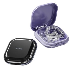 리테이너 케이스 휴대용 입 가드 케이스 뚜껑이있는 야간 틀니 홀더 치아 정렬 장치 슬림 교정기 상자 치열 교정 용품