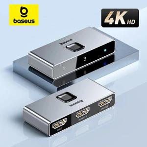 Baseus HDMI 호환 스위처 PS4 TV 박스 4K HD HDMI 호환 스위처용 4K 60Hz 양방향 1x2/2x1 HDR 오디오 어댑터