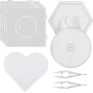 2.6mm 대형 투명 플라스틱 퓨즈 보드 비즈 Pegboards 하마 비즈 족집게 어린이를위한 크리 에이 티브 DIY 쥬얼리 공예 공예 비즈