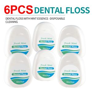 6/3/1개화이트 박스 민트 치실 롤 - 구강 도구 청소 - 치실 스틱 성인용 홈 세트 - 치간 칫솔 청소