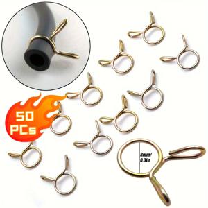 10/50PCs 8mm 오일 호스 클램프 오토바이 스쿠터 ATV 오토바이 연료 라인 호스 튜빙 스프링 클립 클램프 오토바이 자동차 액세서리