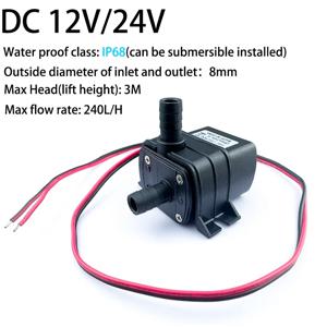 4.8W 5.8W 240L/H 자동 물고기 탱크 펌프 DC 12V 24V 태양열 브러시리스 모터 풀 순환 잠수정 펌프 워터 펌프