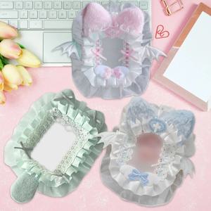 Diy 플러시 레이스 포커 카드 홀더 Kpop Photocard 케이스 리본 보우 로리타 스위트 탑 로더 애니메이션 Itabag 장식 Id 카드 디스플레이 새로운