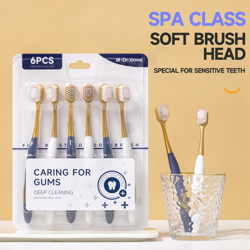 성인 가정용 부드러운 털 넓은 머리 칫솔, 초미세 모발, 감도 방지, 잇몸 보호, 투어링에 적합