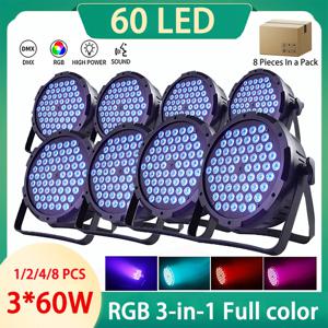 RGB 풀 컬러 LED 파 라이트, 스튜디오 클럽 DJ 디스코 쇼 조명, DMX512 제어 무대 플랫 파티 조명, 60LED, 3 인 1, 2, 4, 8PC