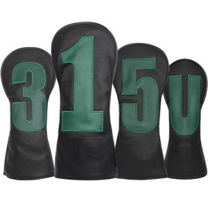 블랙 PU 가죽 1 3 5 U 자수 골프 클럽 헤드 드라이버 페어웨이 우드 하이브리드 UT 커버