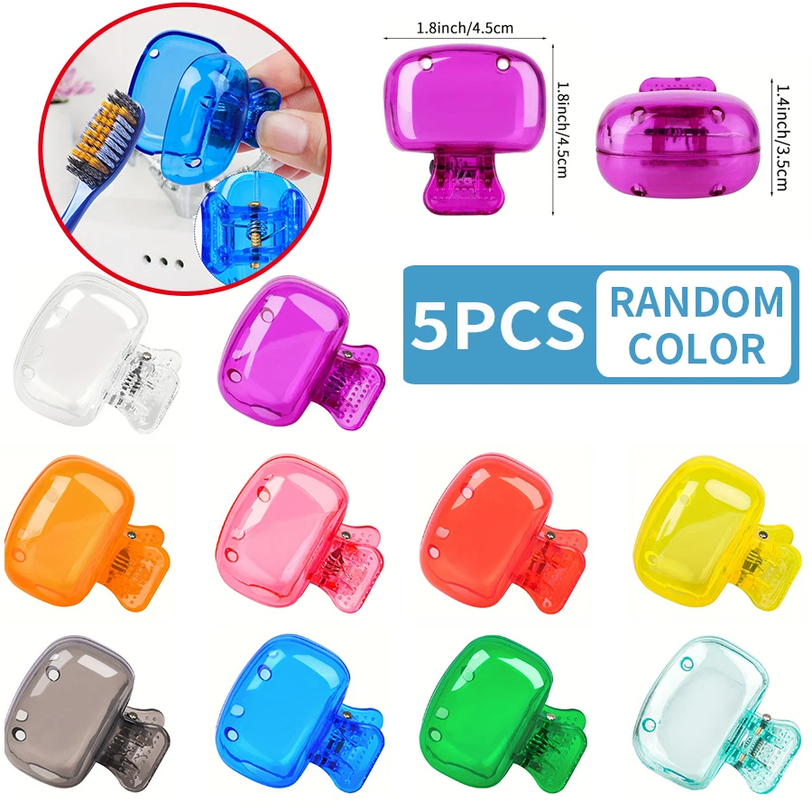 5pcs 가정용 칫솔 보관 클립 - 휴대용 여행용 칫솔 먼지 보호 캡 - 보관 상자 휴대용 칫솔 헤드 P