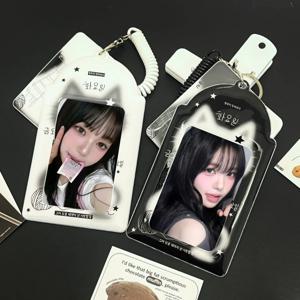 귀여운 흑백 키티 카드 홀더 Kpop 귀여운 고양이 귀 Pumaterial 3-3.5in 별 앨범 상품 포토 카드 쇼에 적용