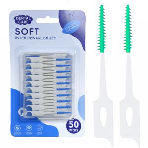 50~100개 실리콘 치간 칫솔 일회용 치실 픽스 치아 사이 청소용 부드러운 힐로 치과 교정기용 칫솔 이쑤시개