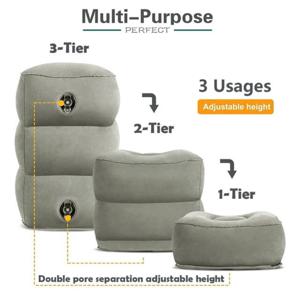 항공 여행을 위한 풍선 잠자는 발 받침 베개, 자동차 사무실을 위한 PVC 조정 가능한 3층 비행 발판 쿠션