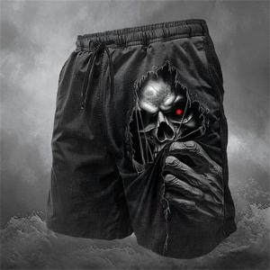 남자를위한 패션 공포 해골 패턴 비치 반바지 패션 여름 3D 인쇄 수영 트렁크 느슨한 streetwear 힙합 짧은 바지