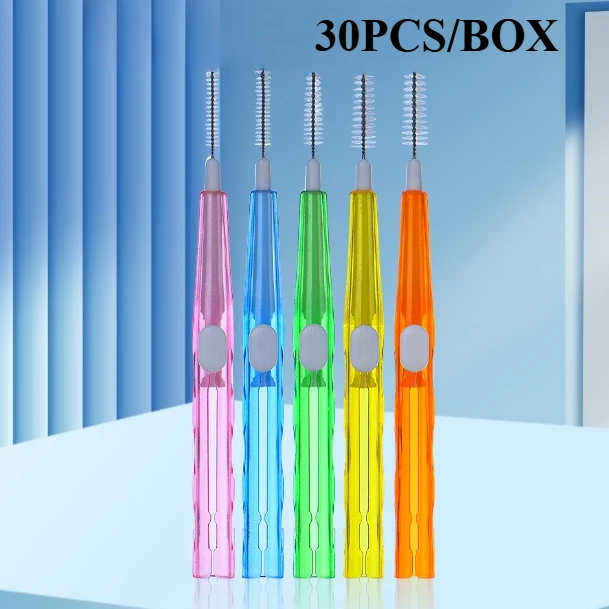 30 개/상자 이쑤시개 치과 치간 칫솔 0.6-1.5Mm 치아 사이 청소 구강 관리 치열 교정 I 모양 치실