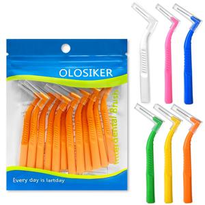 12개의 치간 브러쉬 L자형 경사각 형태 인간 청소 치간 브러쉬 청소 교정기 어린이 교정 브라켓