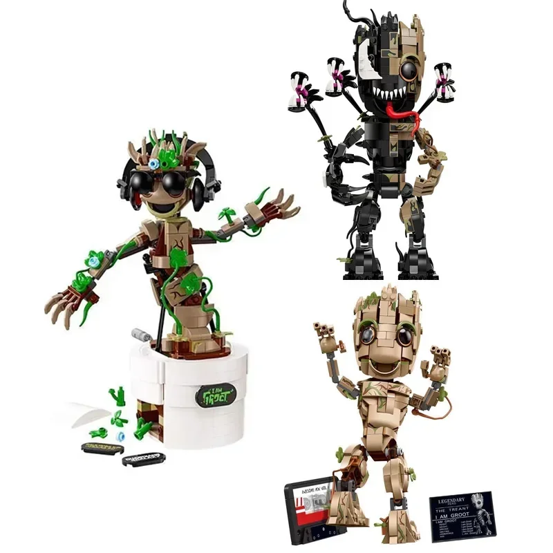 뜨거운 장난감 마블 슈퍼 영웅 춤 베놈 그루트 빌딩 블록 트리 맨 피규어 벽돌 호환 76249 76217 76297 선물 어린이