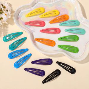 50Pcs 여자를위한 무작위 컬러 물방울 머리 bb 클립 앞머리 기본 간단한 합금 머리핀 어린이 헤어 액세서리