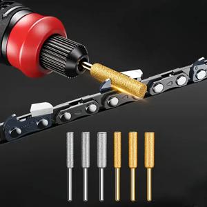 12PCS 다이아몬드 전기 톱 샤프너 세트, 티타늄 코팅 커런덤 샤프너 헤드, 전기 톱, 옥, G 용 로타리 도구 버 스톤 파일