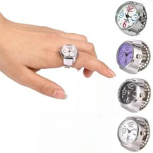 남성 여성 크리 에이 티브 라운드 탄성 석영 손가락 반지 시계 연인을위한 패션 커플 시계
