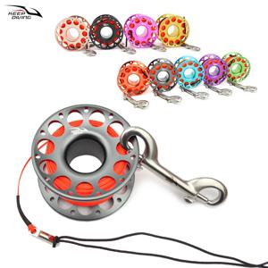 1PCS 15M/30M 스쿠버 다이빙 알루미늄 합금 스풀 핑거 릴 스테인레스 스틸 더블 엔드 후크 SMB 장비 동굴 다이빙