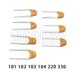 100PCS 모놀리식 커패시터 101 102 103 104 105 220 330 50V 100PF 1NF 10NF 0.1UF 22/33P 100nf 22PF 33PF 2.54mm 다층