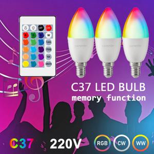1-10PCS E14 촛불 LED 전구 RGB 24 키 원격 제어 디 밍이 가능한 6W AC220V 110V 침실 거실 램프에 대 한 다채로운 변경