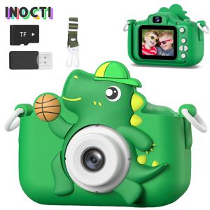 SD 카드가있는 어린이 디지털 카메라 장난감 소녀 소년 1080p Hd 화면 야외 만화 공룡 카메라 사진 비디오 생일 선물