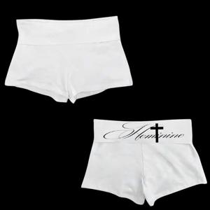 한국 Y2K 여성용 화이트 슬림핏 반바지, 캐주얼하고 심플하며, 데일리 착용에 활용도가 높고 섹시한 반바지