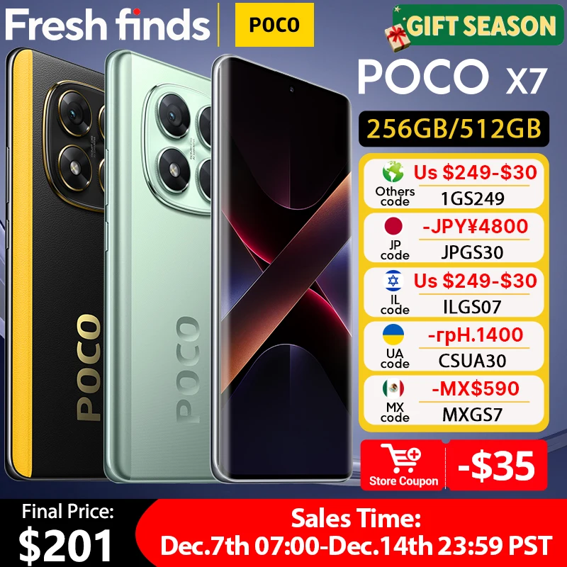 【브랜드+】POCO X7 스마트폰 디멘시티 7300-울트라 6.67인치 120Hz AMOLED 디스플레이 45W 5110mAh 50MP 카메라 IP68 샤오미 하이퍼OS NFC