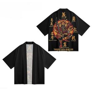스트리트웨어 남녀 공용 가디건 하오리 2025 신상 라멘 웨이브 프린트 기모노 유카타 탑스 비치 일본식 로브 플러스 사이즈