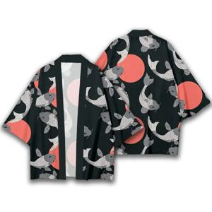 남성과 여성을위한 새로운 일본 3D 인쇄 패턴 기모노 전통 캐주얼 유카타 느슨한 유행 복고풍 패션 카디건 재킷