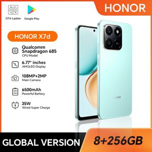 【브랜드+】글로벌 버전 HONOR X7d 8GB+256GB 스마트폰 6.77인치 120Hz TFTLCD 화면 108M 메인 카메라 6500mAh 35W 슈퍼차지