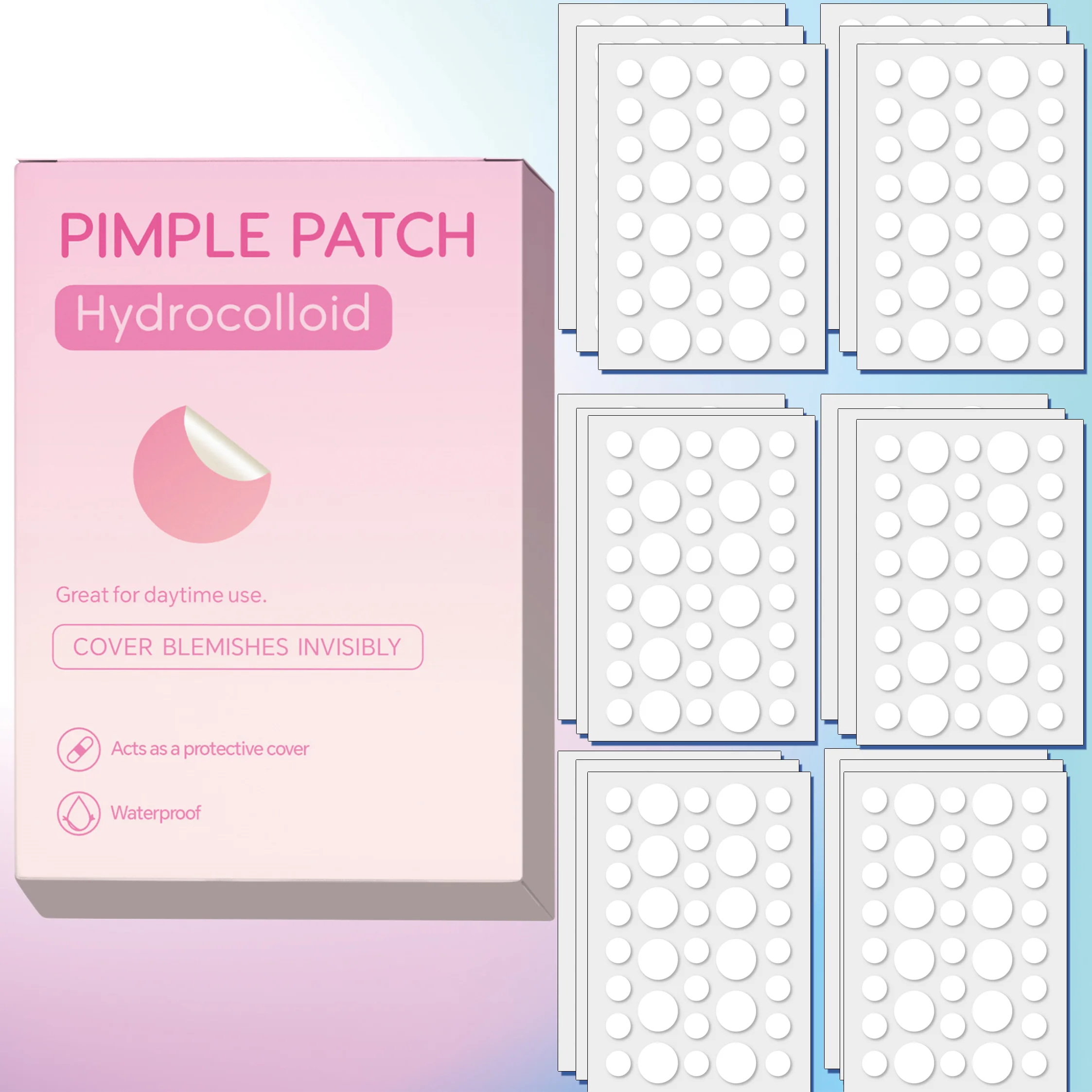 40/36개 여드름 패치 하이드로콜로이드 패치, 얼굴 및 몸에 붙이는 스팟 스티커