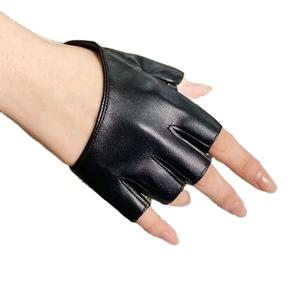 고스 펑크 록 로리타 하라주쿠 무대 공연 파티 여성 로리타 코스프레 하프 핑거 장갑을위한 Pu 가죽 핑거리스 장갑